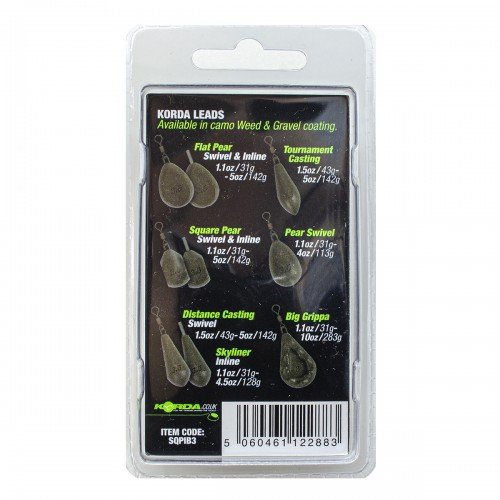 KORDA Грузило Square Pear Inline Blister 3,0oz 84г