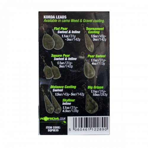 KORDA Грузило Square Pear Inline Blister 3,5oz 98г