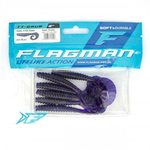 FLAGMAN Твистер TT-Grub 3,0'' #105 Violet 7,5см 6шт