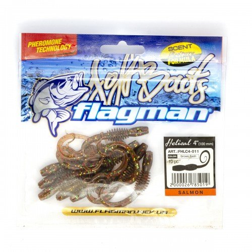 FLAGMAN Червь Helical 4" #011 salmon brown flash 10см 10шт