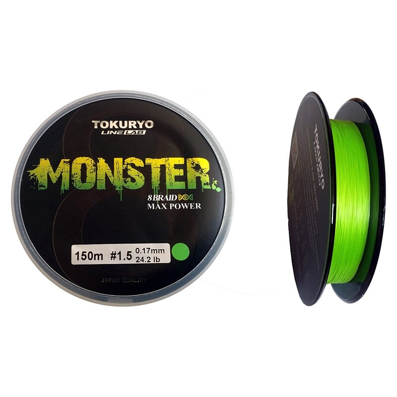 Плетеный шнур Tokuryo Monster X8 braid PE# 3.0 цвет Light Green