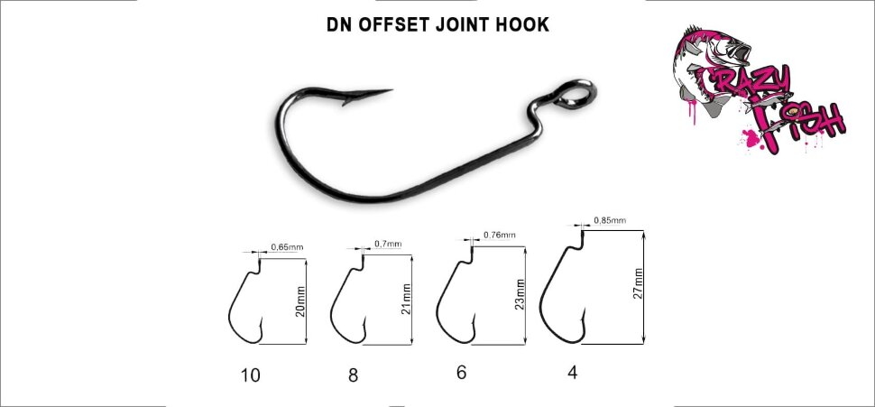 Офсетный крючок Crazy Fish DN Offset Joint Hook №8 10 шт